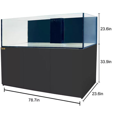 250 Gallon Coral Reef Aquarium Ultra Clear Glass Tank & Built in Sump All Black