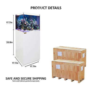 Aqua Dream 37 Gallon Coral Reef Aquarium Ultra Clear Glass Tank & Built in Sump All White