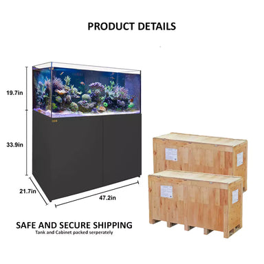 Aqua Dream 130 Gallon Coral Reef Aquarium Ultra Clear Glass Tank & Built in Sump All Black