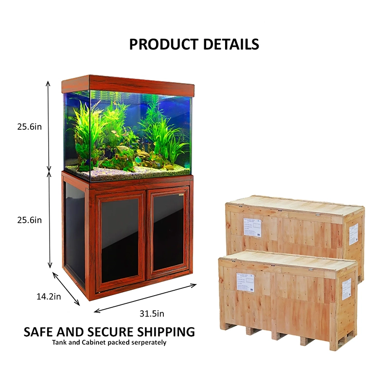 Aqua Dream 50 Gallon Tempered Glass Aquarium Redwood