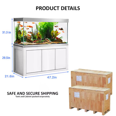 Aqua Dream 145 Gallon Tempered Glass Aquarium White and Silver