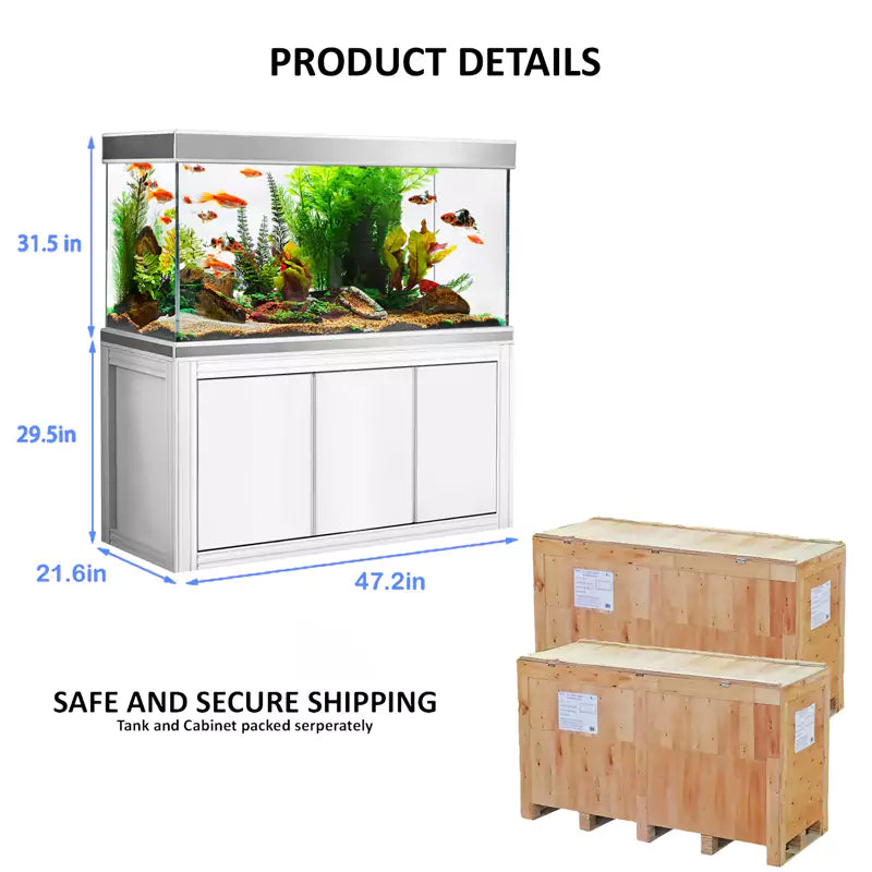 Aqua Dream 145 Gallon Tempered Glass Aquarium White and Silver