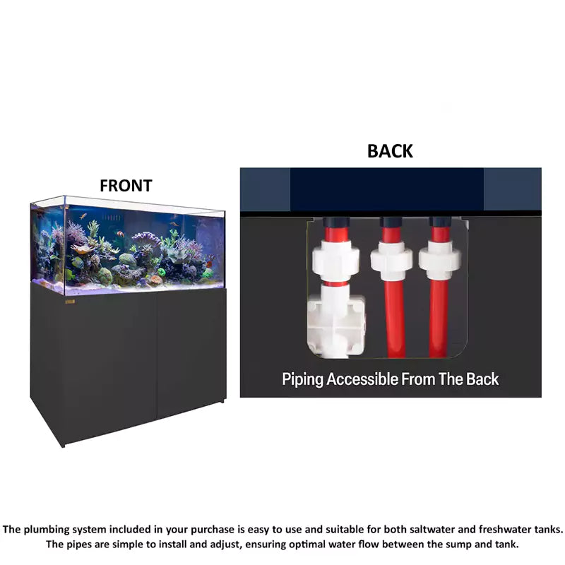 Aqua Dream 130 Gallon Coral Reef Aquarium Ultra Clear Glass Tank & Built in Sump All Black