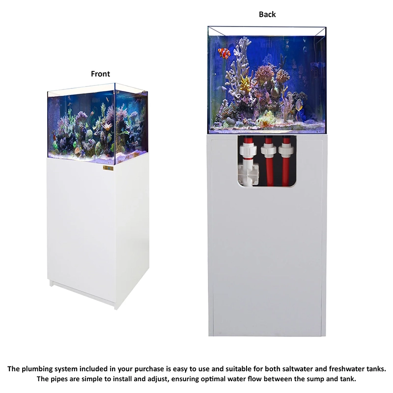 Aqua Dream 50 Gallon Coral Reef Aquarium Ultra Clear Glass Tank & Built in Sump All White