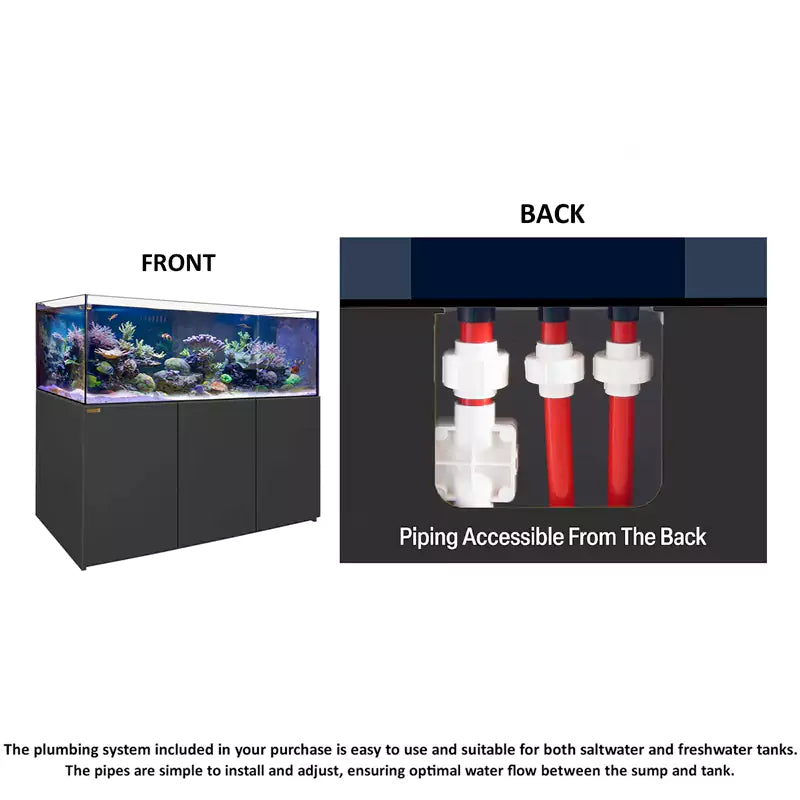 220 Gallon Coral Reef Aquarium Ultra Clear Glass Tank & Built in Sump All Black