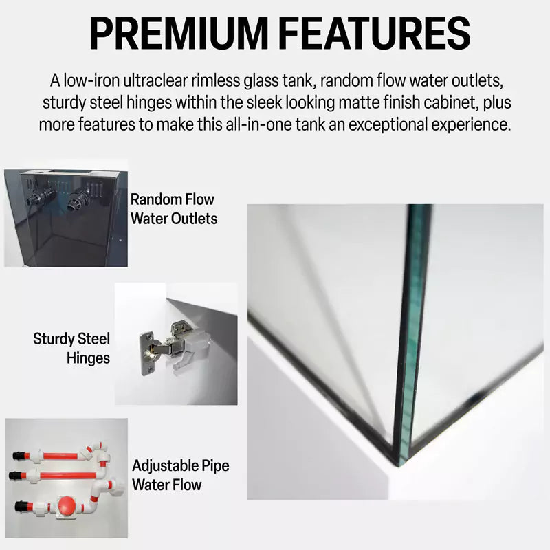Aqua Dream 130 Gallon Coral Reef Aquarium Ultra Clear Glass Tank & Built in Sump All Black