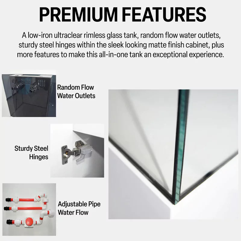 Aqua Dream 185 Gallon Coral Reef Aquarium Ultra Clear Glass Tank & Built in Sump