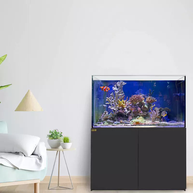 Aqua Dream 130 Gallon Coral Reef Aquarium Ultra Clear Glass Tank & Built in Sump All Black
