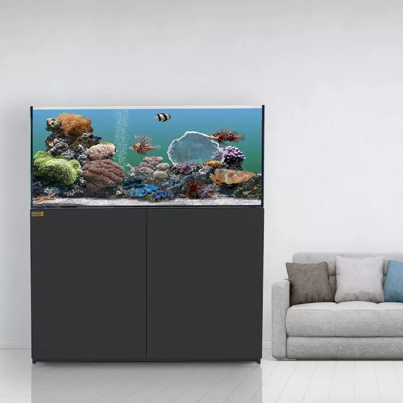 Aqua Dream 130 Gallon Coral Reef Aquarium Ultra Clear Glass Tank & Built in Sump All Black