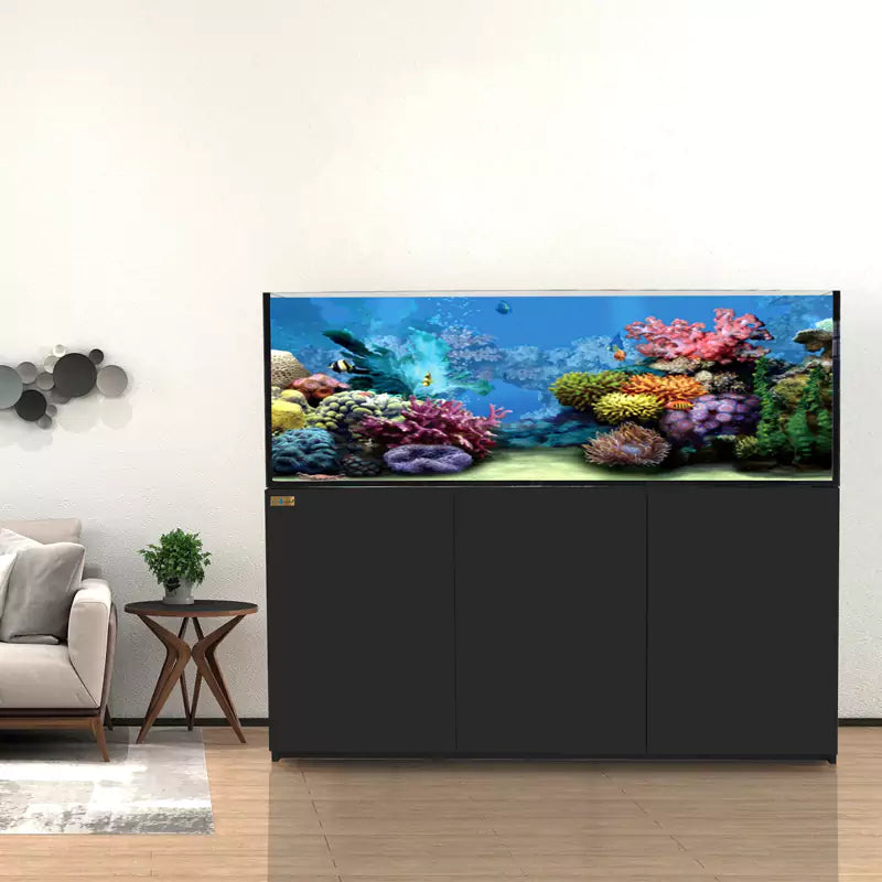 220 Gallon Coral Reef Aquarium Ultra Clear Glass Tank & Built in Sump All Black